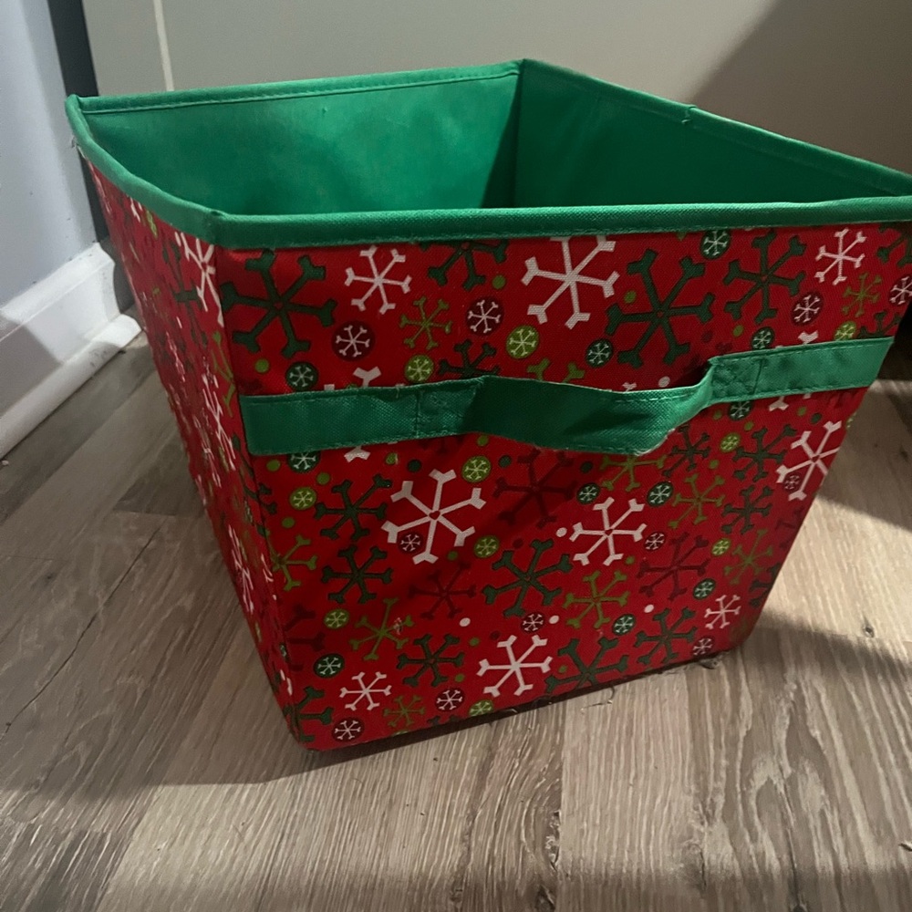 Festive Red and Green Storage Bin